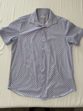 Bugatchi Men's Miles OoohCotton Dot Print Short Sleeve Button-Up Shirt